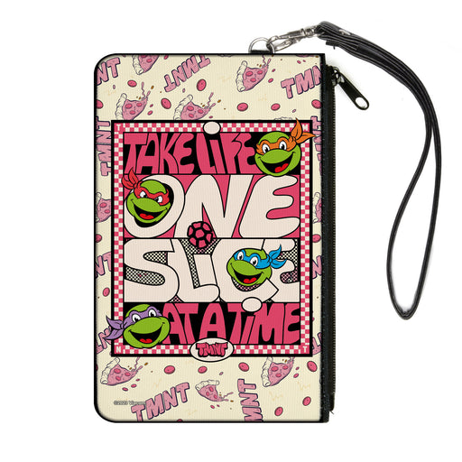 Canvas Zipper Wallet - LARGE - Teenage Mutant Ninja Turtles TAKE LIFE ONE SLICE AT A TIME Pizza Collage Beige/Reds Canvas Zipper Wallets Nickelodeon   