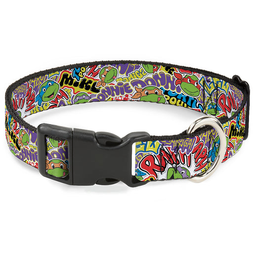 Plastic Clip Collar - Teenage Mutant Ninja Turtles Sticker Slaps Collage White/Multi Color Plastic Clip Collars Nickelodeon   