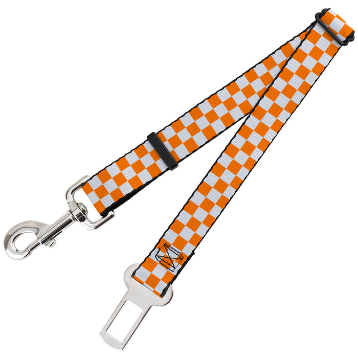 Dog Safety Seatbelt for Cars - Checker White/TN Orange