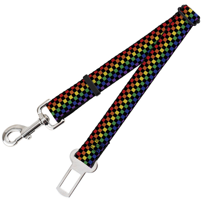 Dog Safety Seatbelt for Cars - Checker Black/Rainbow Multi Color