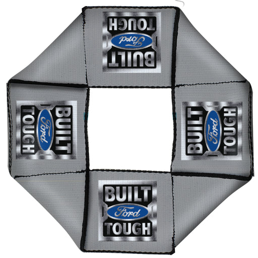 Dog Toy Squeaky Octagon Flyer - BUILT FORD TOUGH Logo3 Gray/Silver Gradient/Blue Dog Toy Squeaky Octagon Flyer Ford   