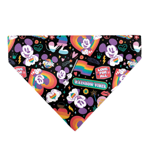 Pet Bandana - Mickey Mouse Pride Poses Rainbow Collage Black Pet Bandanas Disney   