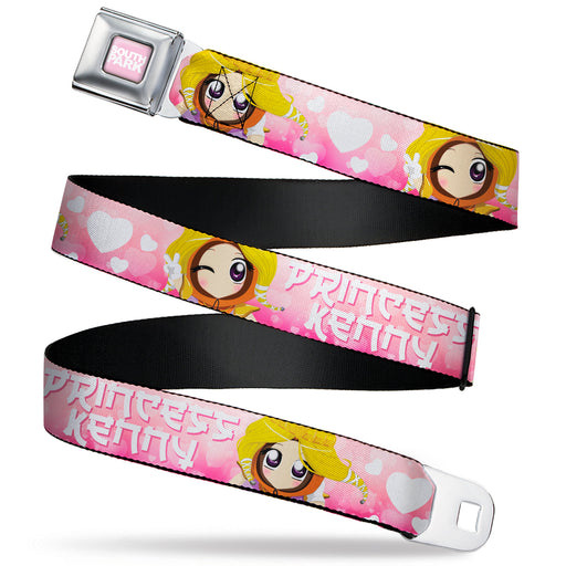 SOUTH PARK Title Logo Full Color Pink/White Seatbelt Belt - South Park PRINCESS KENNY Poses and Text Pinks/White Webbing Seatbelt Belts Comedy Central   