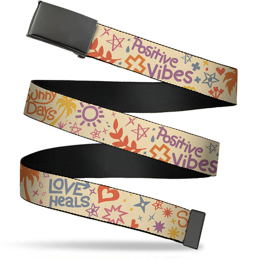 Web Belt Blank Black Buckle - Summer Harmony Collage Beige/Multi Color Webbing Web Belts Buckle-Down   
