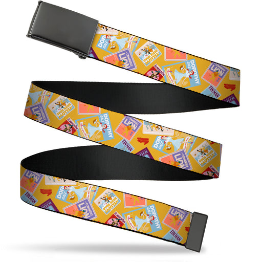 Web Belt Blank Black Buckle - The Wizard of Oz Characters Scenes and Icons Collage Yellow Webbing Web Belts Warner Bros. Movies   