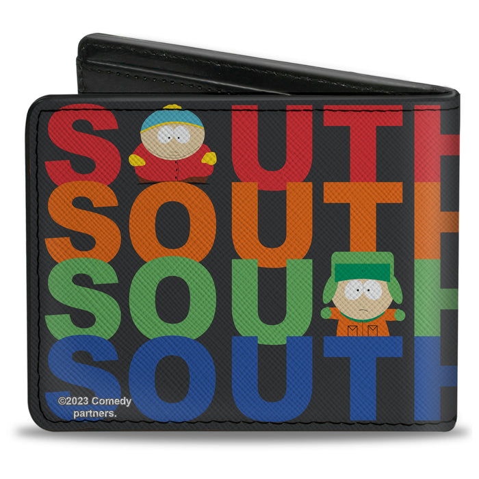 Bi-Fold Wallet - SOUTH PARK Text Stripe and Characters Black/Multi Color Bi-Fold Wallets Comedy Central   