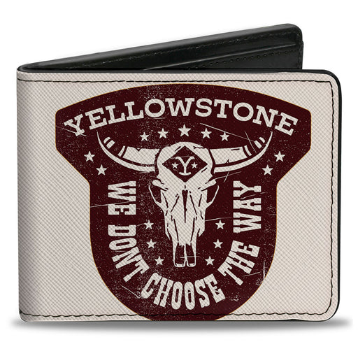 Bi-Fold Wallet - YELLOWSTONE WE DON'T CHOOSE THE WAY Badge White/Brown Bi-Fold Wallets Yellowstone Show   