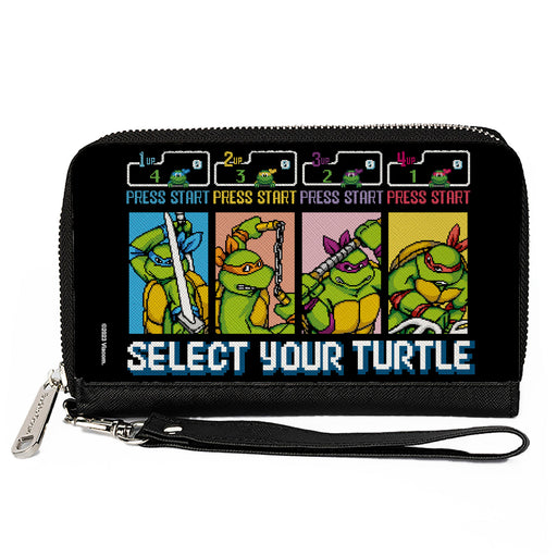 PU Zip Around Wallet Rectangle - Teenage Mutant Ninja Turtles SELECT YOUR TURTLE Arcade Start Screen Pose Blocks Clutch Zip Around Wallets Nickelodeon   