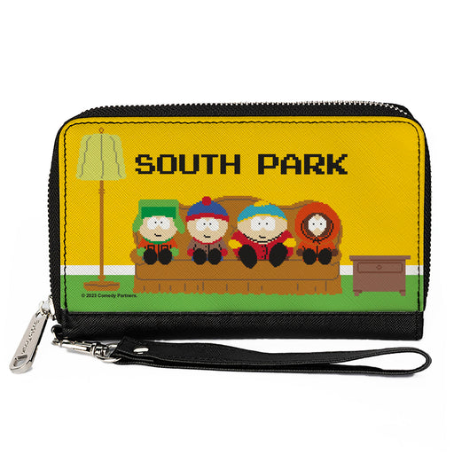 PU Zip Around Wallet Rectangle - SOUTH PARK Boys 8-Bit Couch Pose Yellow Clutch Zip Around Wallets Comedy Central   