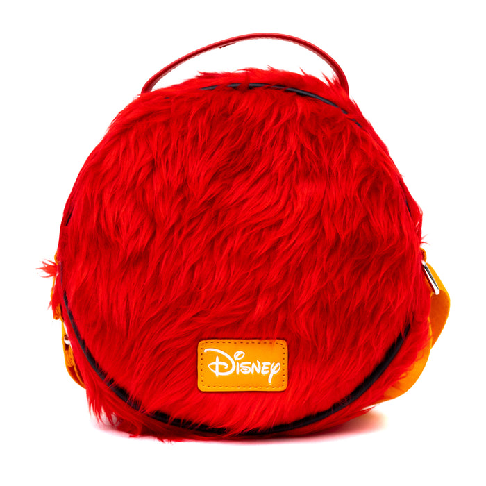 Disney Bag, Cross Body, Round, The Muppets Animal  Face Character Close-Up Faux Fur, Red, Vegan Leather Crossbody Bags Disney   