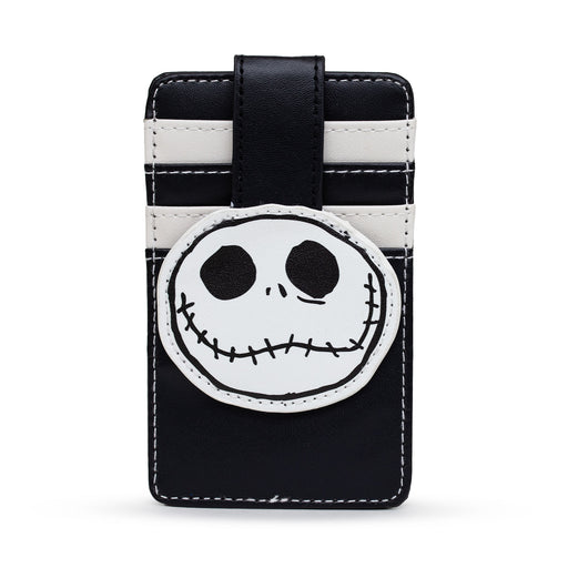 Disney Wallet, Character Wallet ID Card Holder, The Nightmare Before Christmas Jack Smiling Expression Black, Vegan Leather Mini ID Wallets Disney   