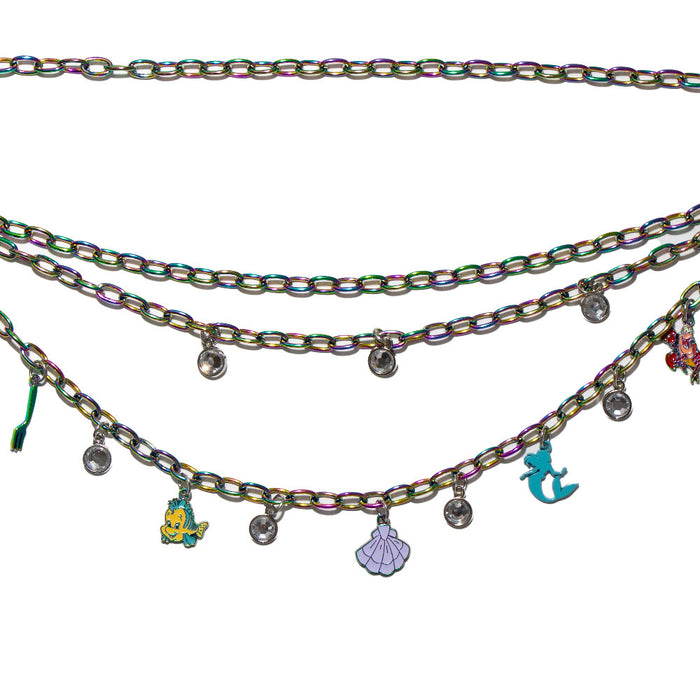 Metal Chain Belt - Iridescent Rainbow Chain with The Little Mermaid Ariel Charms Metal Chain Belts Disney   