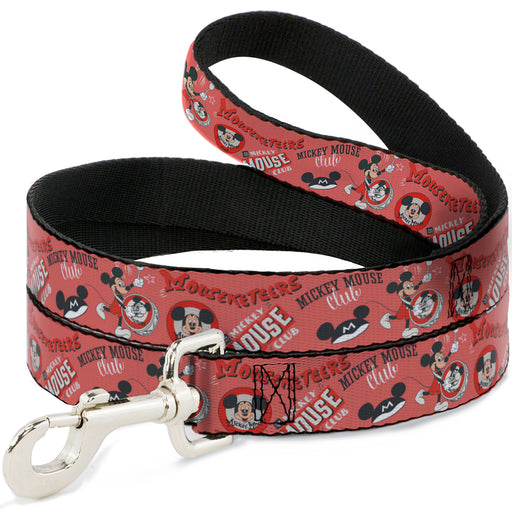 Dog Leash - Disney 100 Mickey Mouse Club Collage Red Dog Leashes Disney   