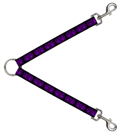 Dog Leash Splitter - BD Skulls w/Wings Black/Purple Dog Leash Splitters Buckle-Down   
