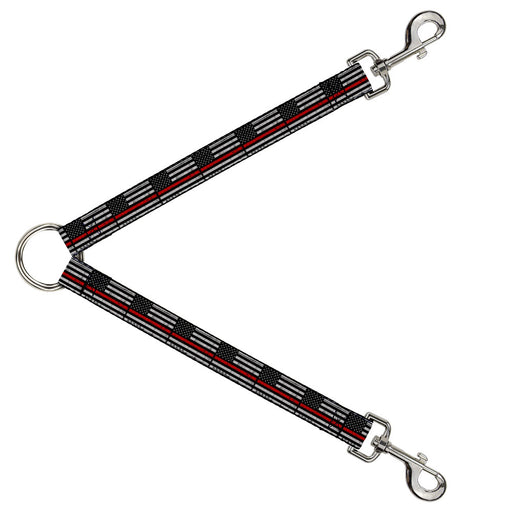 Dog Leash Splitter - Thin Red Line Flag Weathered Black Gray Red Dog Leash Splitters Buckle-Down   