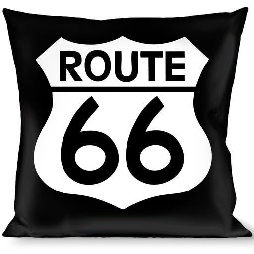Buckle-Down Throw Pillow - ROUTE 66 Highway Sign Repeat Black/White Throw Pillows Buckle-Down   