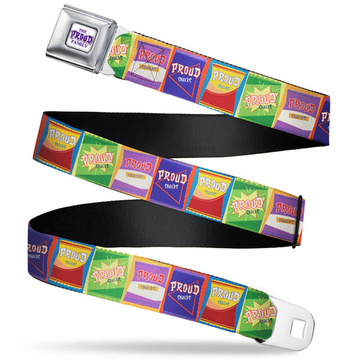 THE PROUD FAMILY Title Logo Full Color White/Purple Seatbelt Belt - The Proud Family PROUD SNACKS Logo Blocks Multi Color Webbing Seatbelt Belts Disney   