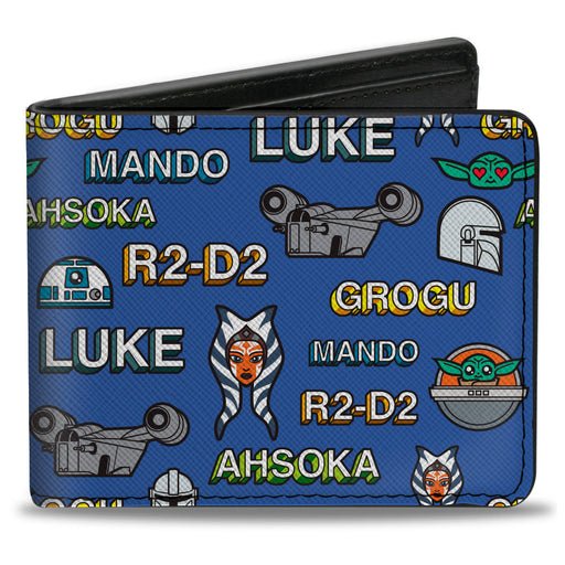 Bi-Fold Wallet - Star Wars Character Icon and Name Collage Blue Bi-Fold Wallets Star Wars   
