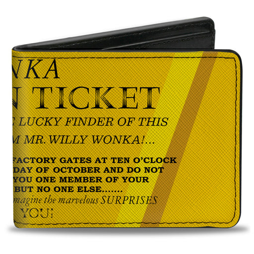 Bi-Fold Wallet - Willy Wonka and the Chocolate Factory Golden Ticket Text Yellows Bi-Fold Wallets Warner Bros. Movies   