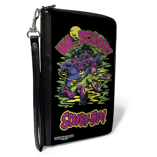 PU Zip Around Wallet Rectangle - Scooby-Doo Monsters Chasing Shaggy UH SCOOB! Pose Black/Multi Color Clutch Zip Around Wallets Scooby Doo   