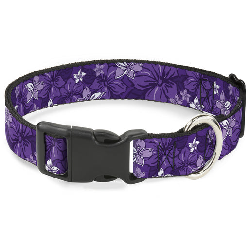 Plastic Clip Collar - Hibiscus Collage Purple Shades Plastic Clip Collars Buckle-Down   