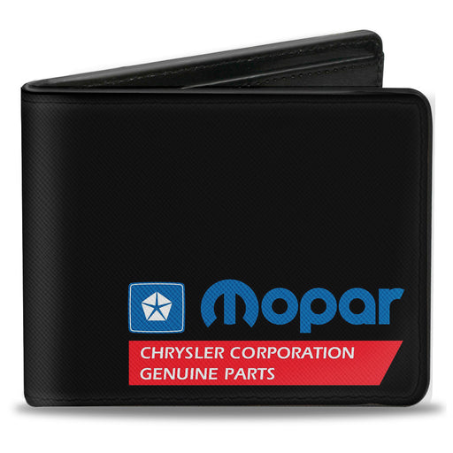 Bi-Fold Wallet - MOPAR 1985-1990 Logo-CHRYSLER CORPORATION GENUINE PARTS Black Blue Red White Bi-Fold Wallets Mopar   