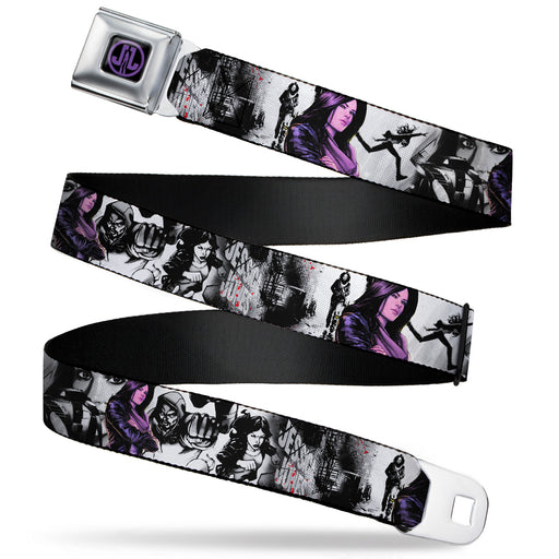 Jessica Jones JL Icon Full Color Black/Purple Seatbelt Belt - JESSICA JONES 6-Poses/Luke Cage Grays/Black/Purples Webbing Seatbelt Belts Marvel Comics   