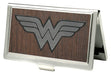 Business Card Holder - SMALL - Wonder Woman Logo Marquetry Black Walnut Metal Business Card Holders DC Comics   