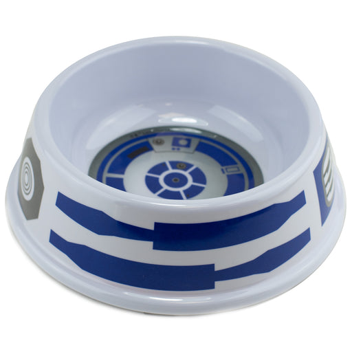 Single Melamine Pet Bowl - 7.5 (16oz) - Star Wars R2-D2 Top View + Parts Bounding White Blue Gray Pet Bowls Star Wars   