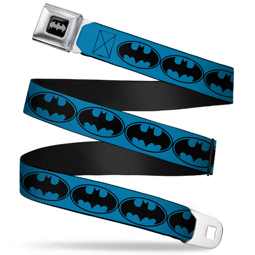 Batman Black Silver Seatbelt Belt - Bat Signal-3 Blue/Black/Blue Webbing Seatbelt Belts DC Comics   