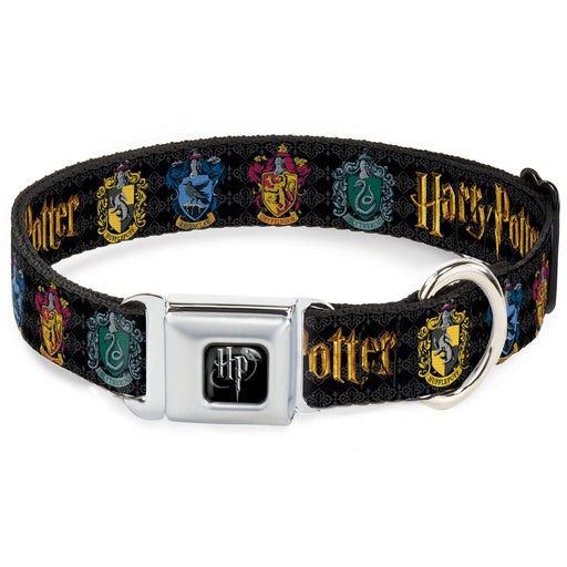 Harry Potter Logo Full Color Black/White Seatbelt Buckle Collar - HARRY POTTER Hufflepuff/Ravenclaw/Gryffindor/Slytherin Coat of Arms Black Seatbelt Buckle Collars The Wizarding World of Harry Potter   