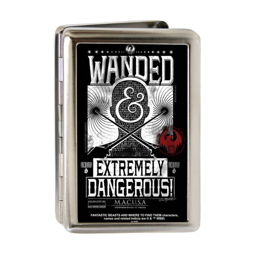 Business Card Holder - LARGE - FANTASTIC BEASTS AND WHERE TO FIND THEM Bust Silhouette WANDED & EXTREMELY DANGEROUS FCG Black White Red Metal ID Cases The Wizarding World of Harry Potter Default Title  