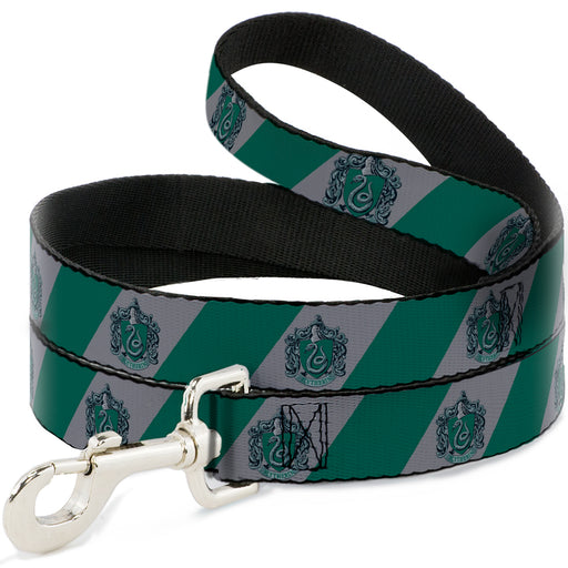 Dog Leash - SLYTHERIN Crest Diagonal Stripe Gray/Green Dog Leashes The Wizarding World of Harry Potter   