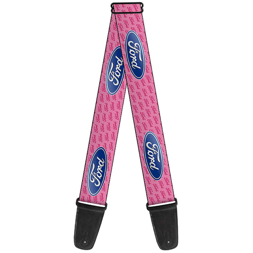 Guitar Strap - Ford Oval w Text PINK REPEAT Guitar Straps Ford   
