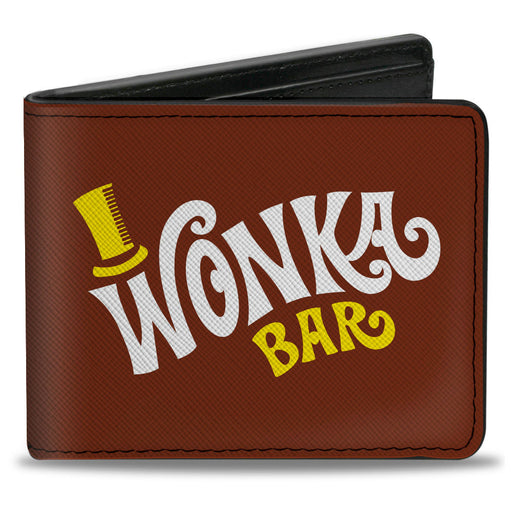 Bi-Fold Wallet - Willy Wonka and the Chocolate Factory WONKA BAR Wrapper Logo Brown Yellow White Bi-Fold Wallets Warner Bros. Movies   