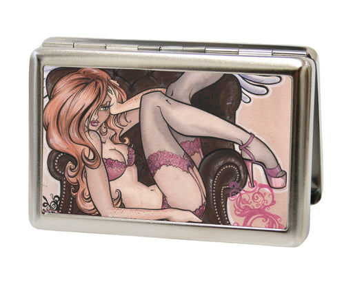 Business Card Holder - LARGE - The Librarian FCG Metal ID Cases Sexy Ink Girls   