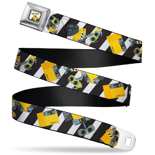Wall-E Plant Pose Full Color Black/Yellow/White Seatbelt Belt - Wall-E Poses/Stripe Black/White Webbing Seatbelt Belts Disney   