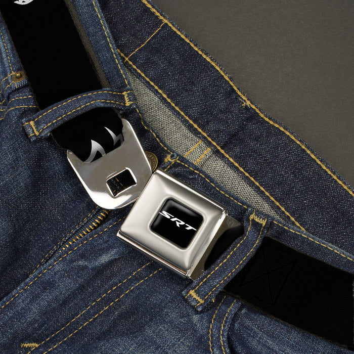 SRT Logo Full Color Black White Seatbelt Belt - Dodge Hellcat Logo Black/White Webbing Seatbelt Belts Dodge   
