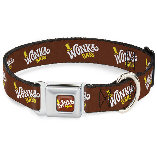 Willy Wonka and the Chocolate Factory WONKA BAR Logo Full Color Brown/Yellow/White Seatbelt Buckle Collar - Willy Wonka and the Chocolate Factory WONKA BAR Logo Brown/Yellow/White Seatbelt Buckle Collars Warner Bros. Movies   