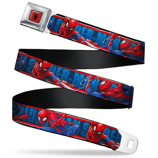 2016 SPIDER-MAN Spider Logo5 Full Color Red Black Seatbelt Belt - SPIDER-MAN 3-Action Poses/Bricks/Stripe Blues/Red/White Webbing Seatbelt Belts Marvel Comics   