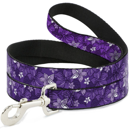 Dog Leash - Hibiscus Collage Purple Shades Dog Leashes Buckle-Down   