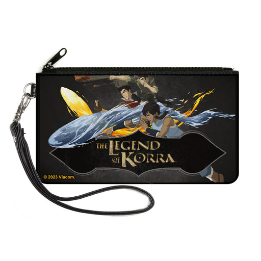 Canvas Zipper Wallet - LARGE - THE LEGEND OF KORRA Group Bending Pose and Logo Black Canvas Zipper Wallets Nickelodeon   