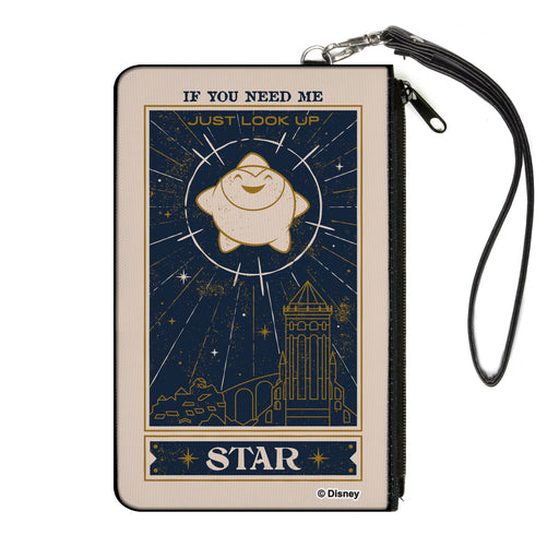 Canvas Zipper Wallet - LARGE - Wish STAR IF YOU NEED ME Sparkle Pose Biege/Blues/Gold Canvas Zipper Wallets Disney   