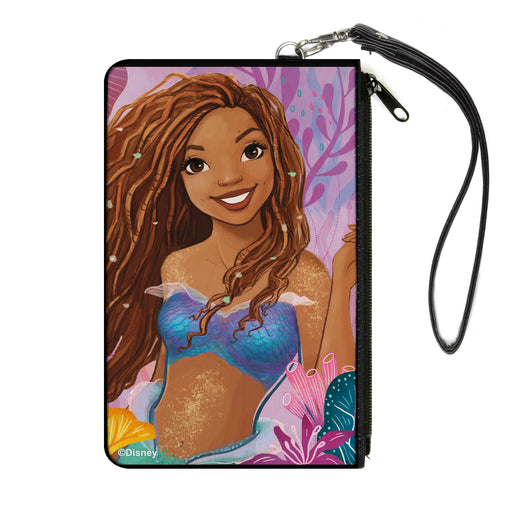 Canvas Zipper Wallet - LARGE - The Little Mermaid Ariel Smiling Pose and Shells Pinks Canvas Zipper Wallets Disney   