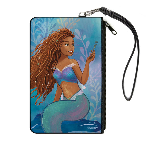Canvas Zipper Wallet - LARGE - The Little Mermaid Ariel Dinglehopper Fork Pose Blues Canvas Zipper Wallets Disney   