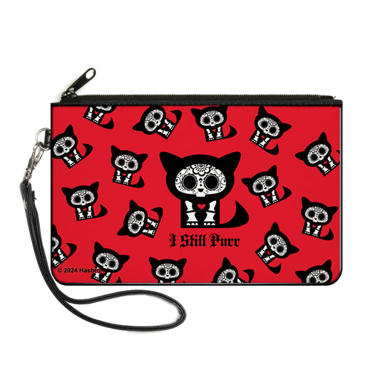 Canvas Zipper Wallet - LARGE - Skelanimals Kit the Cat I STILL PURR Pose Red/Black/White Canvas Zipper Wallets Hasbro   