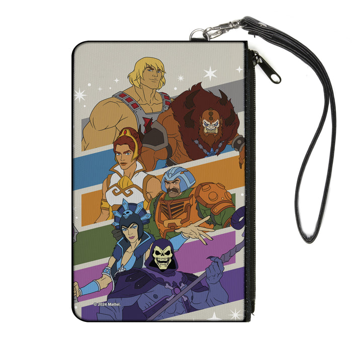 Canvas Zipper Wallet - LARGE - Masters of the Universe Character Stripe Poses White/Multi Color Canvas Zipper Wallets Mattel