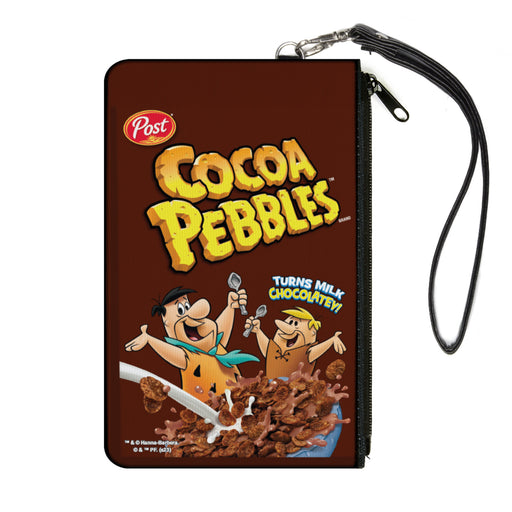 Canvas Zipper Wallet - LARGE - COCOA PEBBLES Fred Flintstone and Barney Rubble Cereal Box Replica Brown Canvas Zipper Wallets The Flintstones   