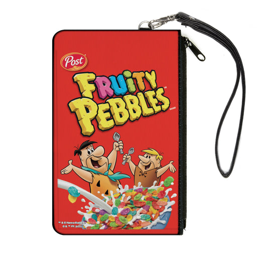 Canvas Zipper Wallet - LARGE - FRUITY PEBBLES Fred Flintstone and Barney Rubble Cereal Box Replica Bright Red Canvas Zipper Wallets The Flintstones   