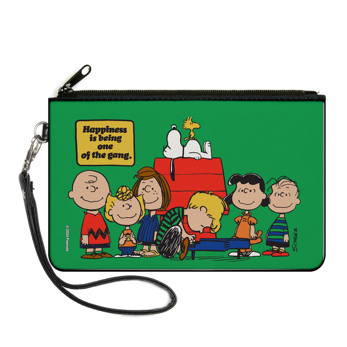 Canvas Zipper Wallet - LARGE - Peanuts Gang HAPINESS IS BEING ONE OF THE GANG Group Pose Green Canvas Zipper Wallets Peanuts Worldwide LLC   